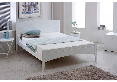 4ft6 Double White wood, Laura solid panel, wooden bed frame 1
